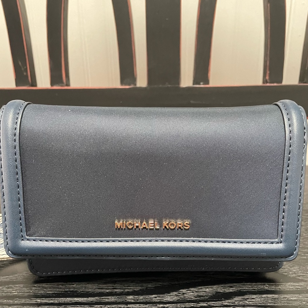 Michael Kors Dark Blue Crossbody Bag with Logo Strap - Picture 2 of 7